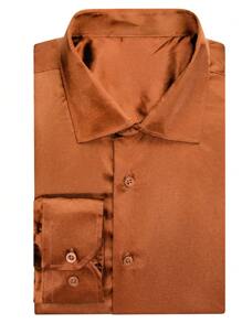 男士素色前排扣襯衫 - 紫紅色 - 查看 5