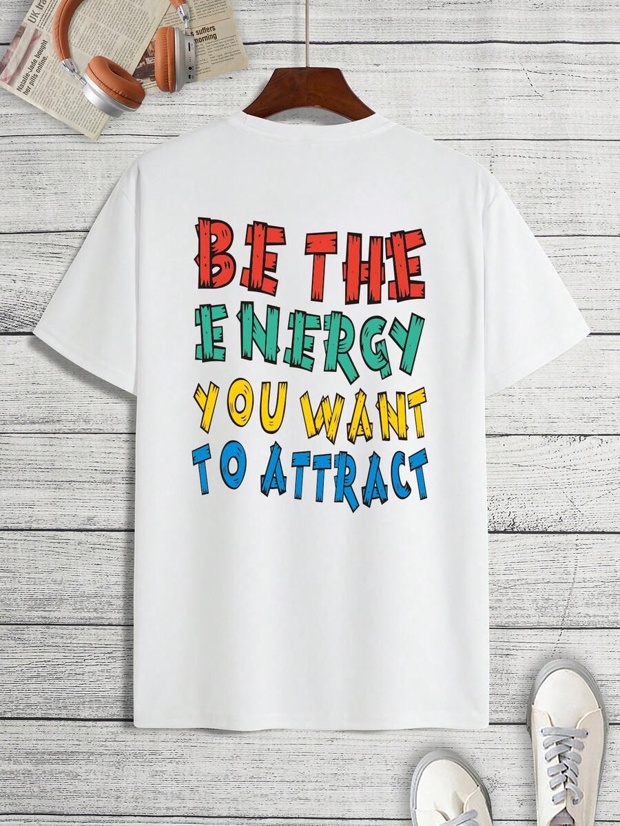 男士標語圖案T恤 - 白色 - 查看 1