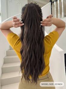 ZURO Long Curly Ponytail Synthetic Hair Extension - Brown - View 3