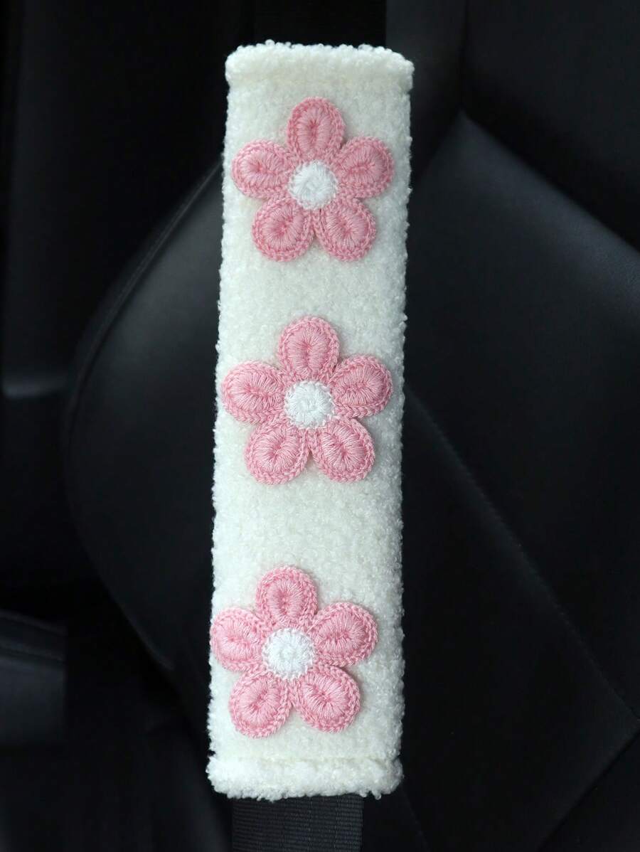 2pcs Car Seat Belt Shoulder Pad With Flower Design - Multicolor - View 1