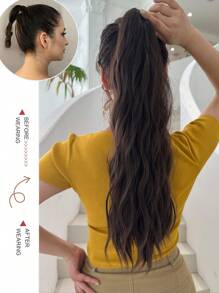 ZURO Long Curly Ponytail Synthetic Hair Extension - Brown - View 4