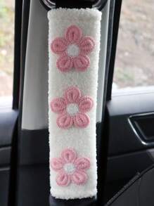2pcs Car Seat Belt Shoulder Pad With Flower Design - Multicolor - View 2