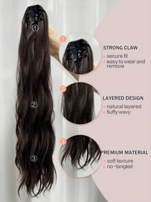 ZURO Long Curly Ponytail Synthetic Hair Extension - Brown - View 5