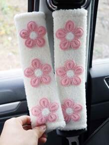2pcs Car Seat Belt Shoulder Pad With Flower Design - Multicolor - View 3