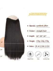 接发 黑棕色夹式接发 16~28 英寸直黑色接发 合成 V 型接发 适合各种场合，包括音乐节、派对、角色扮演、节日和所有季节 - Black-brown - 查看 4