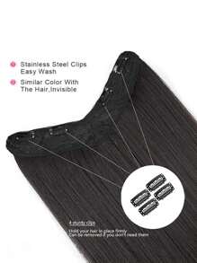 接发 黑棕色夹式接发 16~28 英寸直黑色接发 合成 V 型接发 适合各种场合，包括音乐节、派对、角色扮演、节日和所有季节 - Black-brown - 查看 5