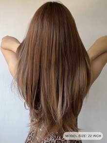 化學纖維T形蕾絲棕色的漸變直發女性假髮