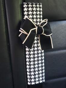 2入組蝴蝶結裝飾針織汽車安全帶套 - 黑與白 - 查看 3