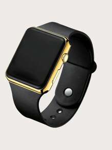 2入組兒童矽膠帶運動方形錶盤數字手錶適用於日常生活 - 黑色 - 查看 3