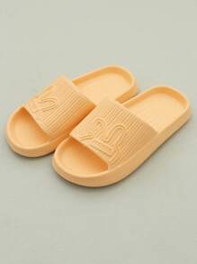 女士輕便字母細節時尚黃色拖鞋 - 黃色 - 查看 3