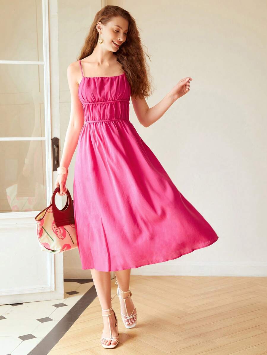 MOTF X Nour PREMIUM RUCHED LINEN VISCOSE CAMI DRESS