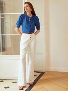 MOTF PREMIUM Top popover de manga farol - Azul - Ver 4