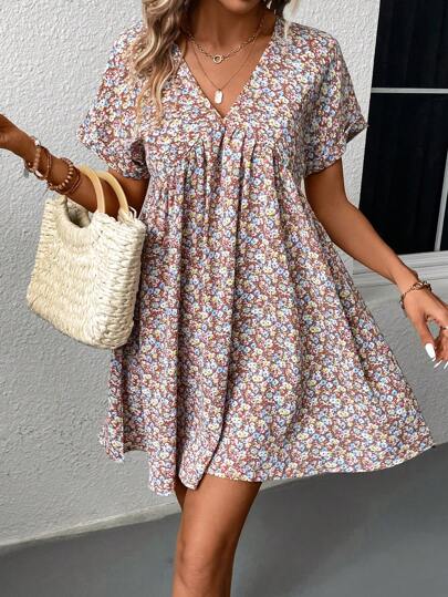 SHEIN LUNE Blommig Boho Klänning