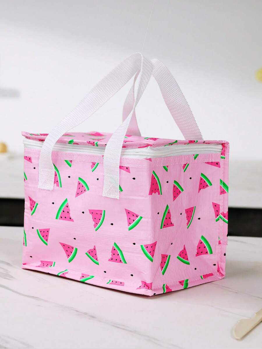 1入組PP午餐袋，現代西瓜印花家庭午餐袋 - 粉色 - 查看 1