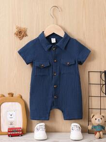Baby Boy Reversible Pocket Shirt Romper