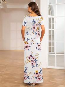 DEARCASE Váy Bà bầu Túi Hoa Boho - trắng - Xem 2