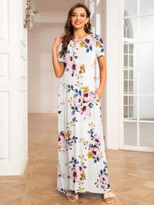 DEARCASE Váy Bà bầu Túi Hoa Boho - trắng - Xem 3