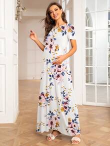 DEARCASE Váy Bà bầu Túi Hoa Boho - trắng - Xem 5