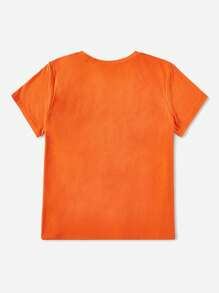 SHEIN EZwear 夏季标语图案 T 恤 - 橘色 - 查看 2