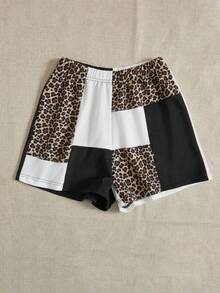 SHEIN EZwear Plus Leopard Print Shorts - Multicolor - View 5