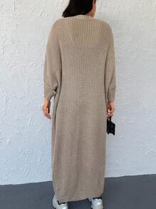 RueChic Dual Pocket Batwing Sleeve Duster Cardigan - Mocha Brown - View 2