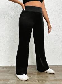 SHEIN EZwear Plus Butterfly Print Flare Leg Trousers - Black - View 6