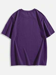 ROMWE MEN Goth Guys Cotton Skeleton Print Tee - Purple - View 2