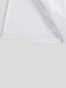 ROMWE MEN Guys Cotton Floral & Letter Graphic Tee - White - View 3