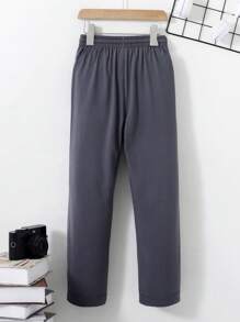 SHEIN Boys Drawstring Waist Slant Pocket Trousers - Dark Grey - View 2