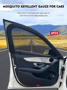 4入組車側窗戶防蚊遮陽板 - 黑色 - 查看 1