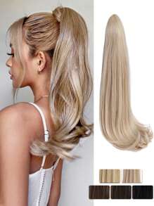 nimoki 中等的直筒馬尾合成纖維接髮 - 金色 - 查看 1