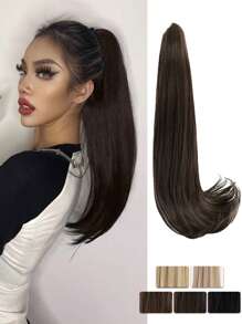 nimoki Medium Straight Ponytail Synthetic Hair Extension - Dark Brown - View 1