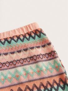 SHEIN ICON Chevron Print Halter Top & Bodycon Skirt - Coral Pink - View 4