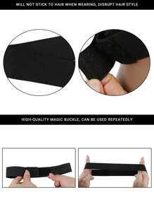 1pc Elastic Band For Wig Edge, Lace Melting Band With Adjustable Hook And Loop - Black - View 5