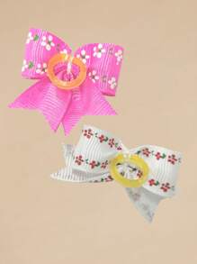 2pcs Random Bow Decor Pet Hair Clip For Dog And Cat For Decoration - Multicolor - View 5