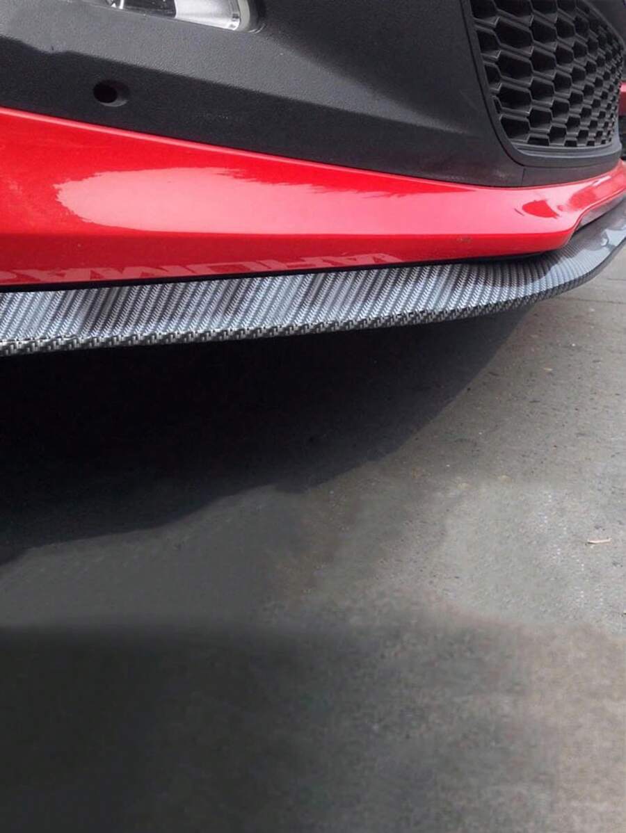 1 pieza 2,5M fibra de carbon con textura PVC de coche delantero parachoque protectora tira - Negro - Ver 1