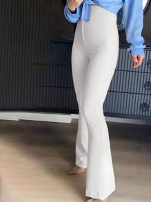 EURMUSE 寬腰帶喇叭褲 - 白色 - 查看 4