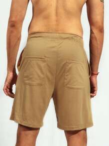 Manfinity Sport Corelite Men Letter Graphic Drawstring Waist Sports Shorts Gym Shorts Sweat Pants - Khaki - View 2