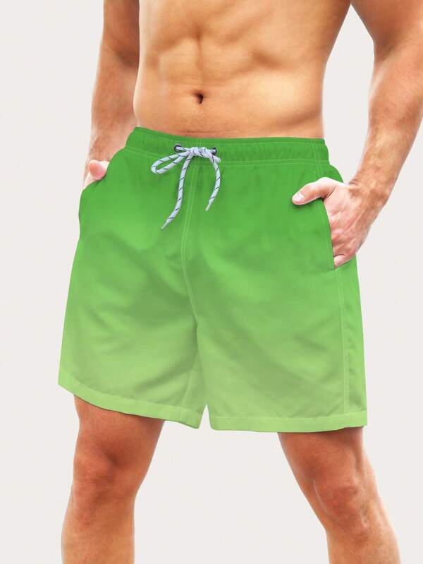 Manfinity Men Ombre Drawstring Waist Swim Trunks SHEIN USA