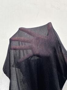 SHEIN Privé Contrast Trim Button Front Cardigan - Black - View 7