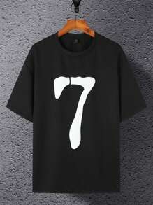 Manfinity Hypemode Nam In số Áo thun Thả vai - màu đen - Xem 6