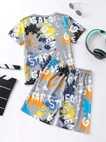 Tween Boy Gamepad & Letter Graphic PJ Set