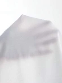 SHEIN LUNE 人像圖案蝙蝠袖弧形下擺T恤 - 白色 - 查看 5