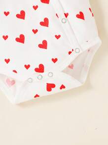 嬰兒愛心圖案前蝴蝶結連身背心&帽 - 白色 - 查看 4
