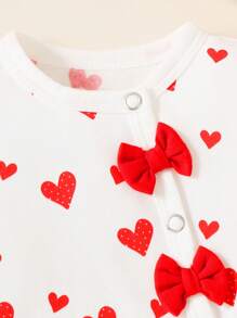 嬰兒愛心圖案前蝴蝶結連身背心&帽 - 白色 - 查看 5