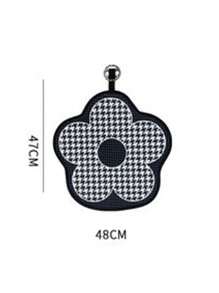 千鳥格和花朵圖案透氣汽車座墊 - 黑與白 - 查看 3