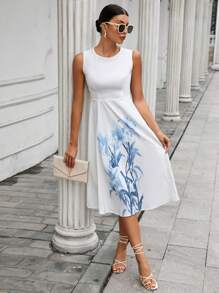 Aveloria Casual Bloemen Jurk Geplooide Rits