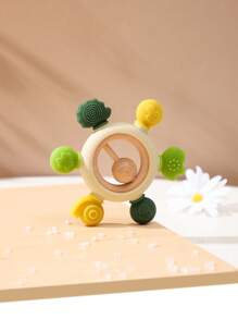 1pc Mushroom & Clover Embossed Silicone Baby Teether - Green - View 1