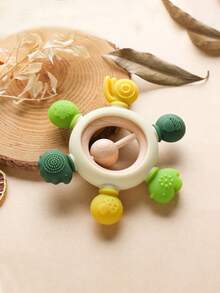 1pc Mushroom & Clover Embossed Silicone Baby Teether - Green - View 2