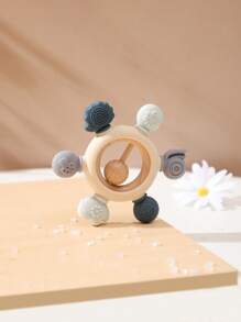 Bebé 1 pieza Mordedor seta & trébol en relieve de silicona - Azul - Ver 1